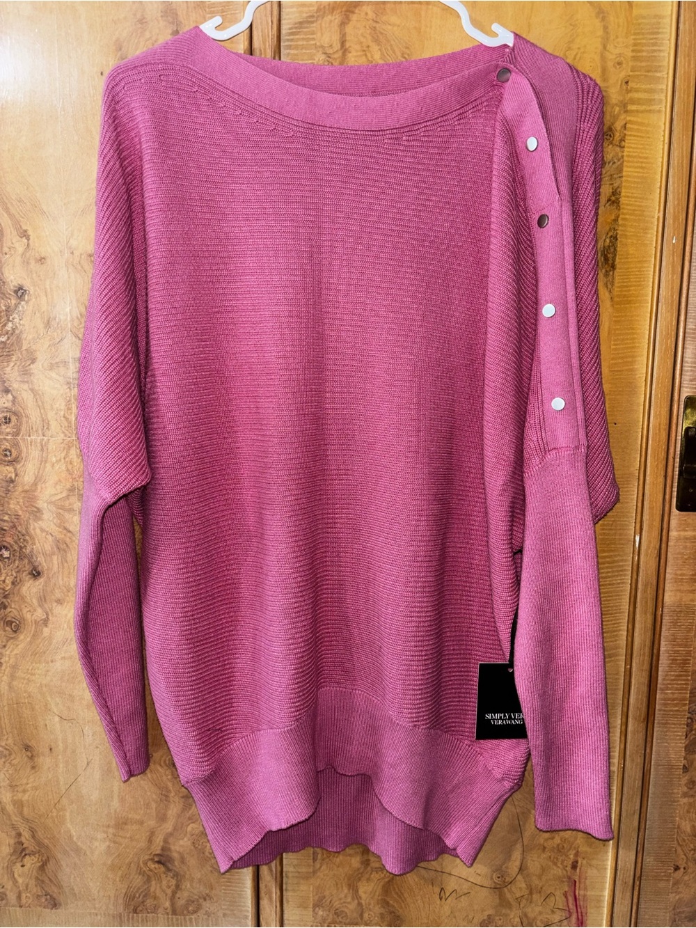 Women’s Button-Shoulder Knit Sweater - Rose Pink size XS